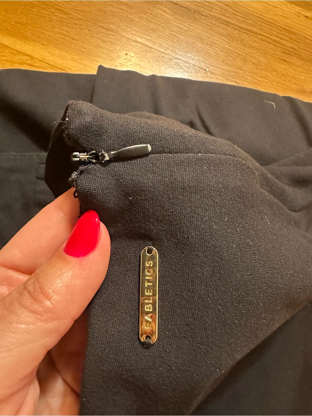 Fabletics Black Ponte Leggings with Gold Logo Tab - Picture 3 of 8